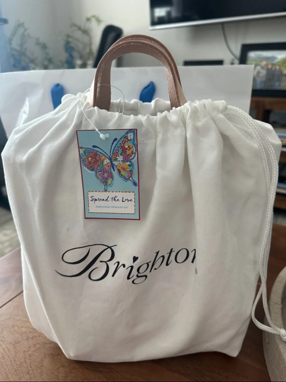 NWT Brighton Beige Canvas Tote with Colorful Embroidered Butterfly - Picture 9 of 10